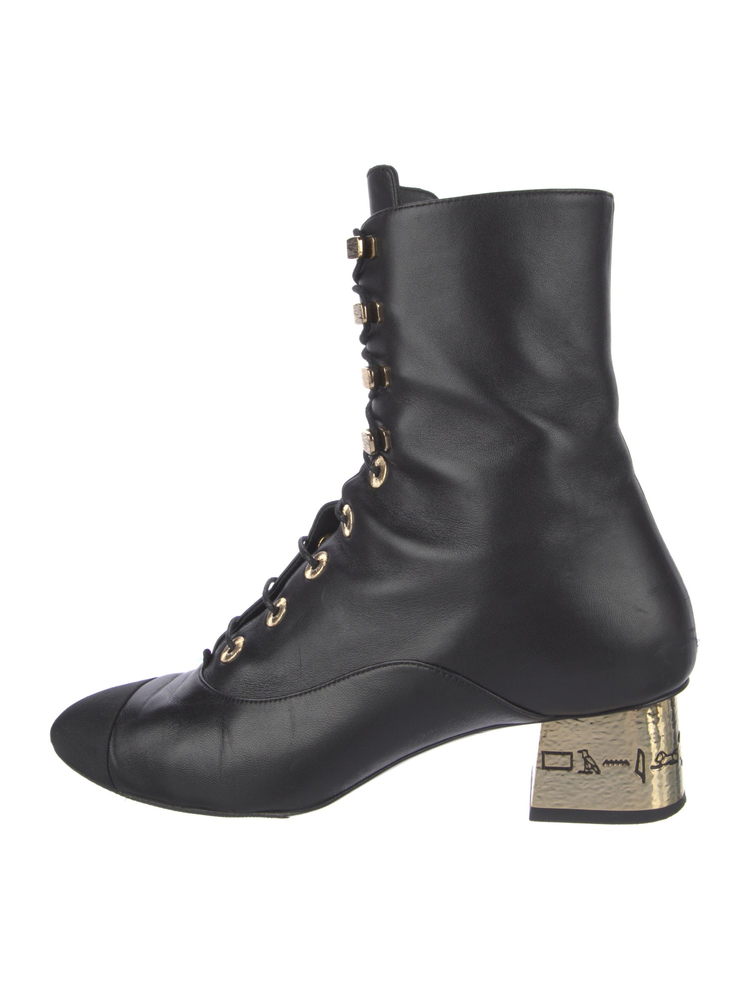 Chanel Interlocking CC Logo Leather Combat Boots