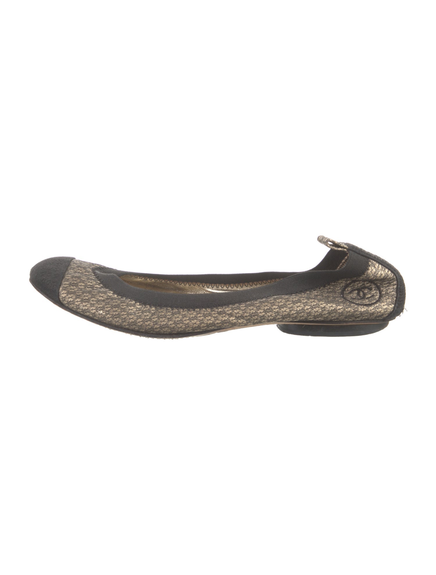 Chanel Interlocking CC Logo Lace Ballet Flats