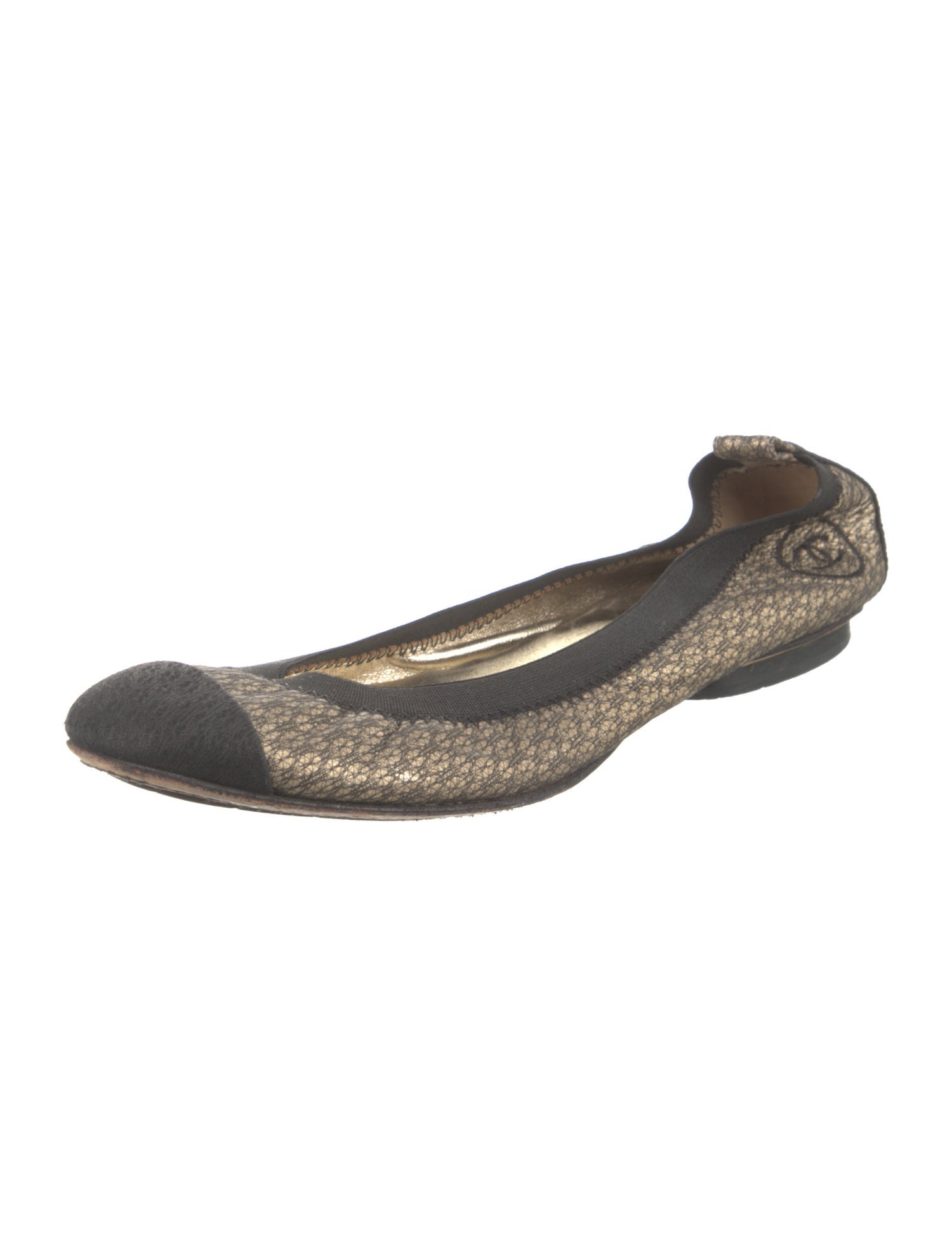 Chanel Interlocking CC Logo Lace Ballet Flats