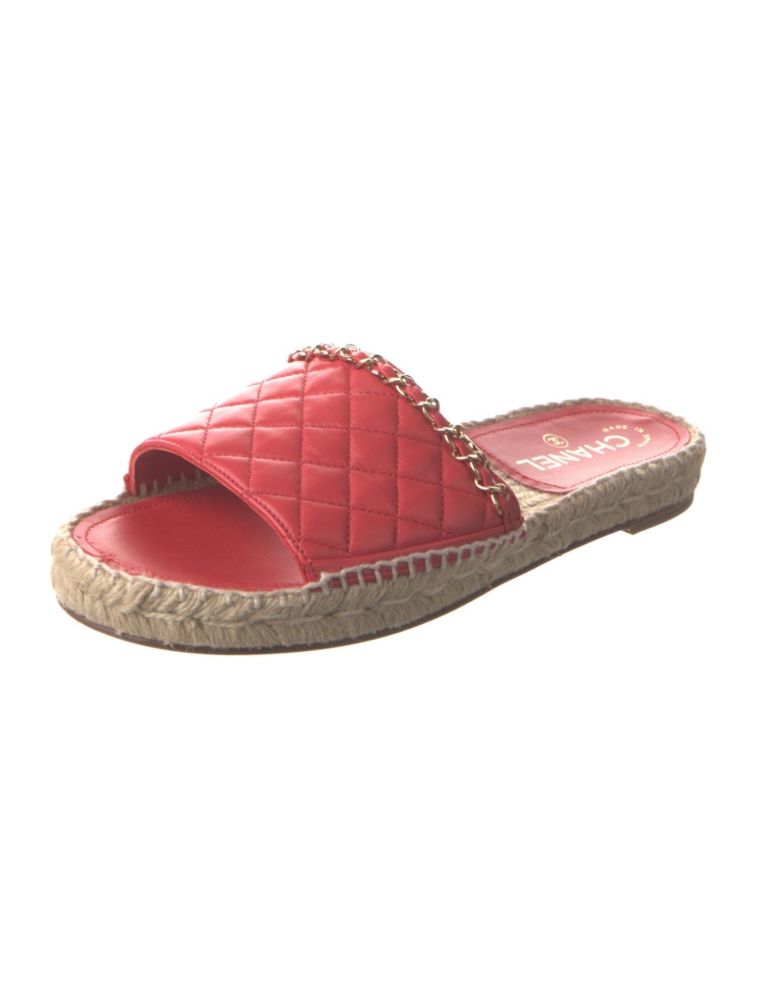 Chanel Interlocking CC Logo Leather Espadrilles