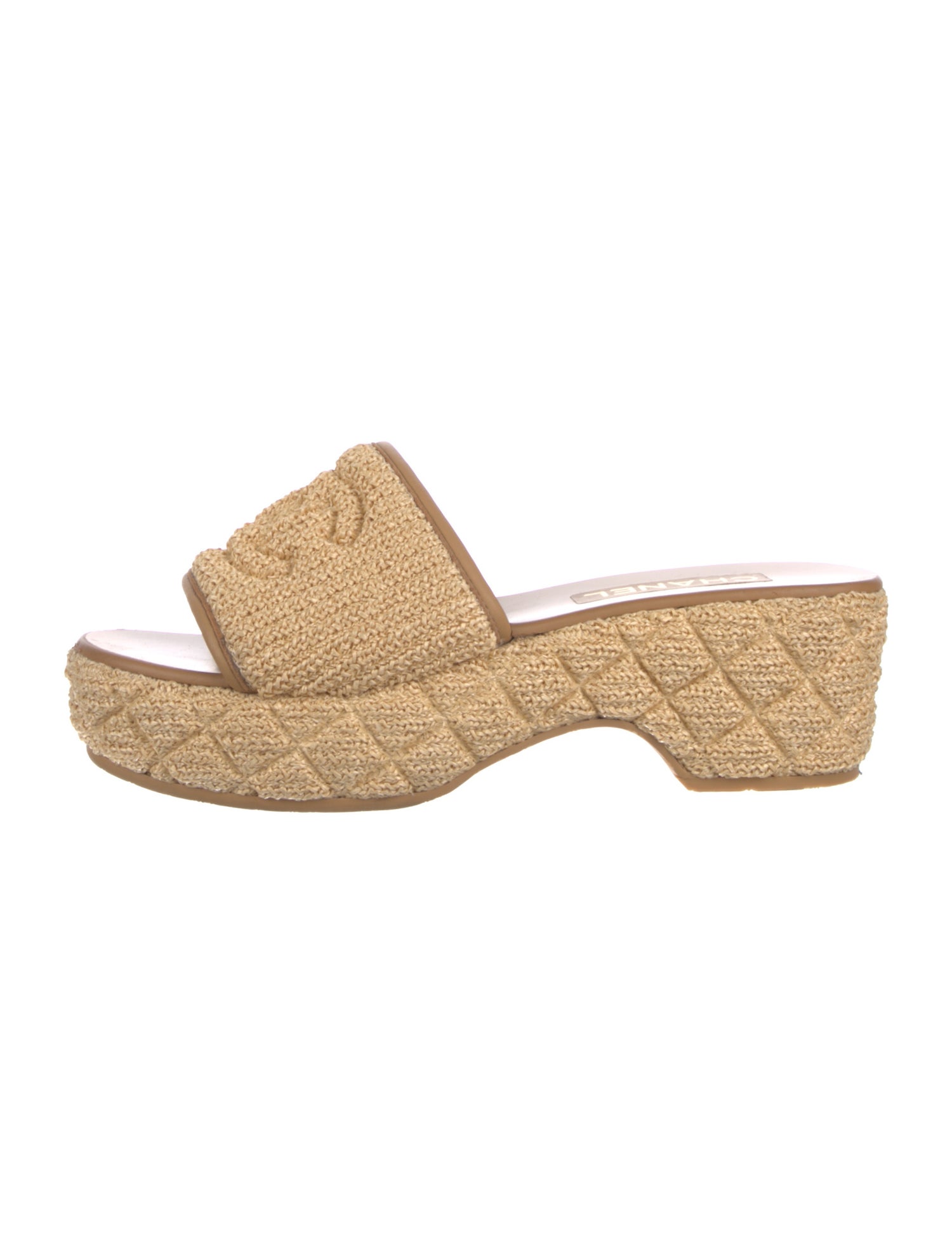 Chanel Interlocking CC Logo Raffia Espadrilles