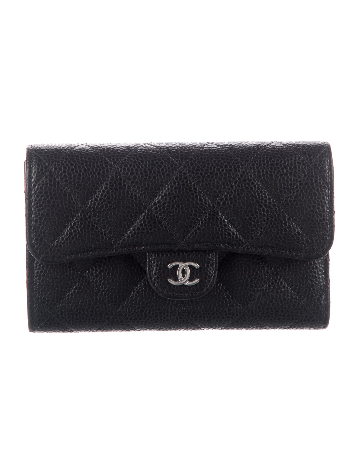 Chanel Trifold Flap Interlocking CC Logo Trifold Wallet