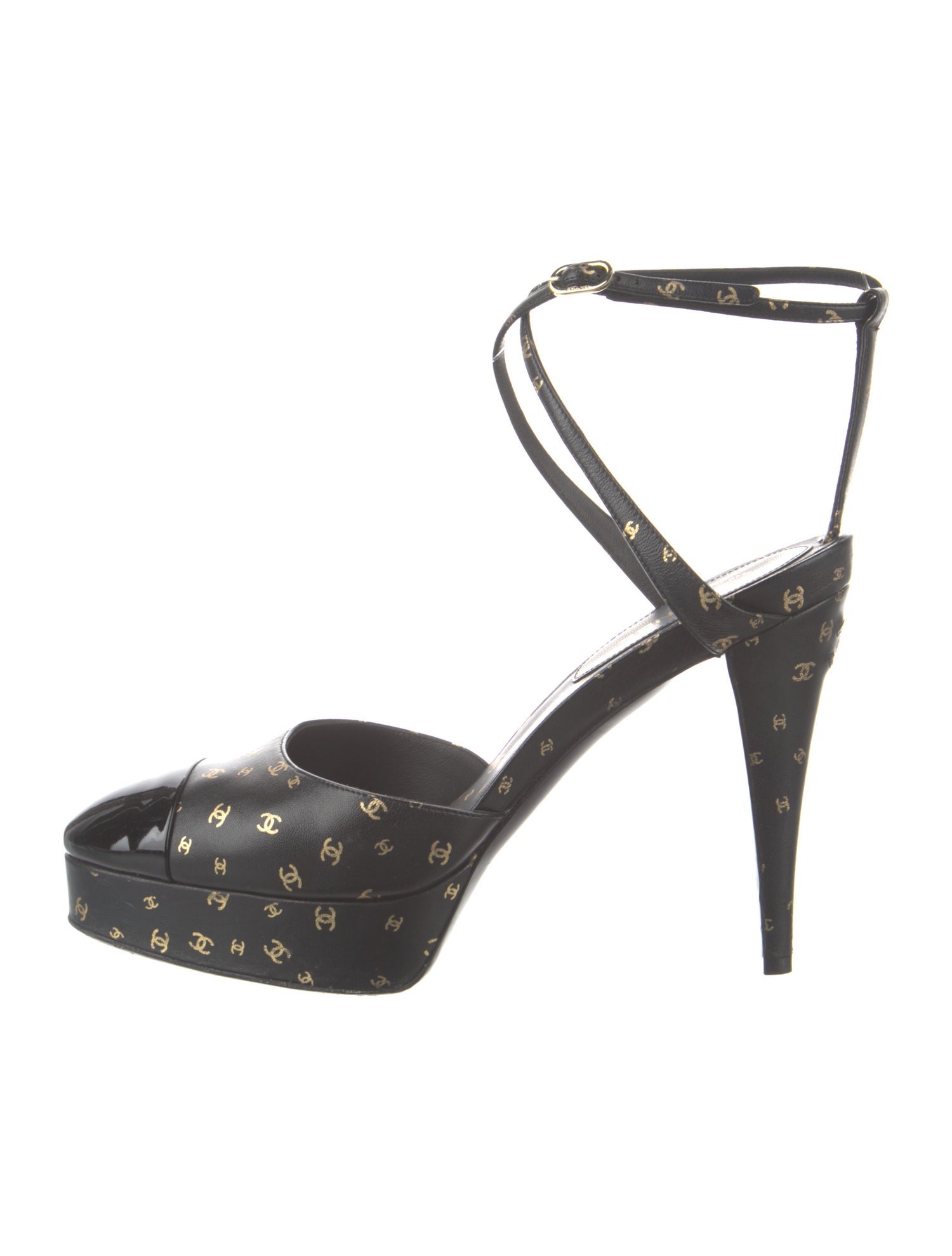 Chanel Interlocking CC Logo Leather Slingback Pumps