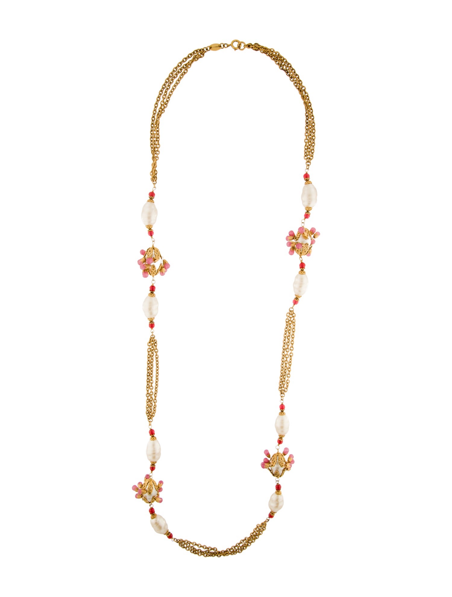 Chanel Vintage Faux Pearl & Glass Bead Strand Necklace