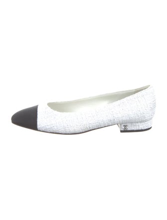 Chanel Interlocking CC Logo Tweed Ballet Flats