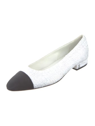 Chanel Interlocking CC Logo Tweed Ballet Flats