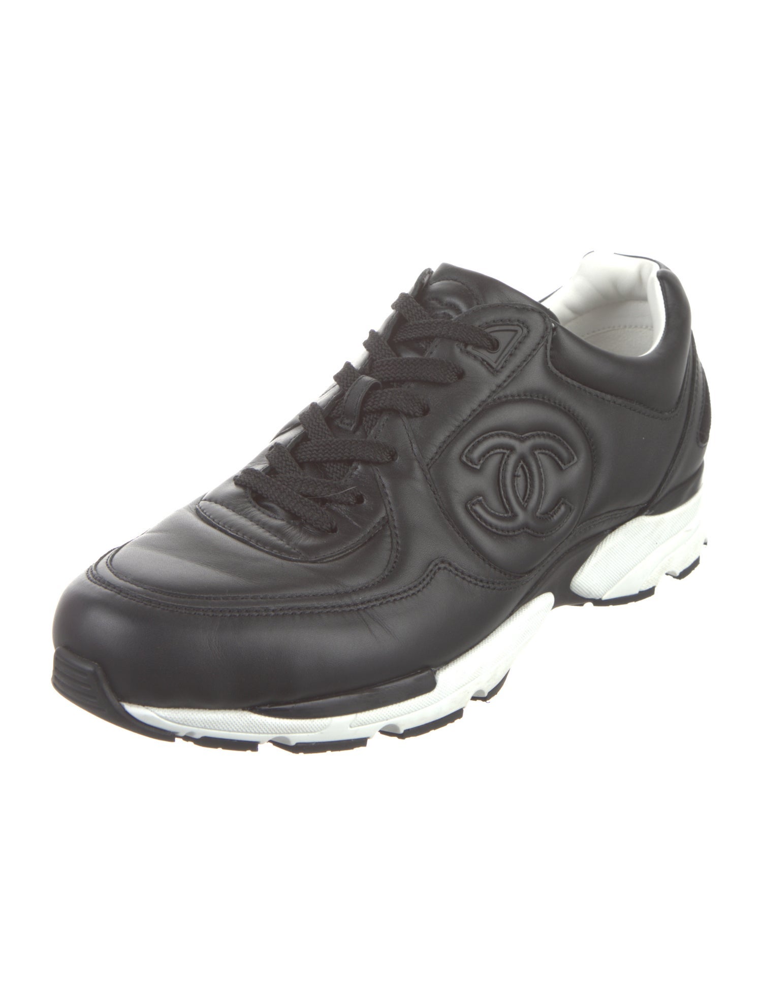 Chanel Interlocking CC Logo Leather Sneakers