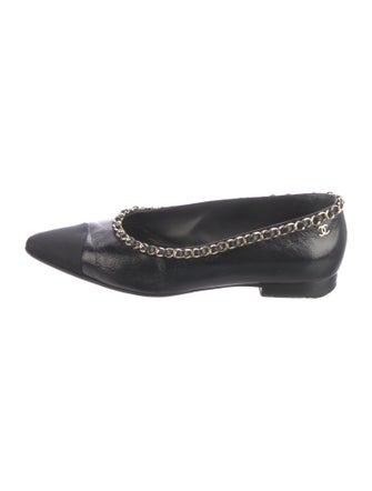 Chanel Interlocking CC Logo Leather Ballet Flats
