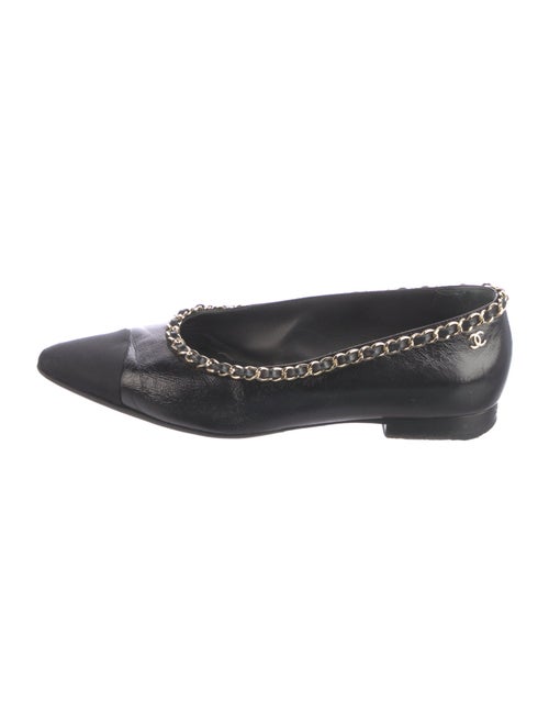Chanel Interlocking CC Logo Leather Ballet Flats