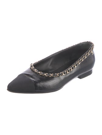 Chanel Interlocking CC Logo Leather Ballet Flats