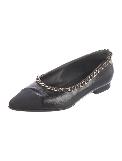Chanel Interlocking CC Logo Leather Ballet Flats