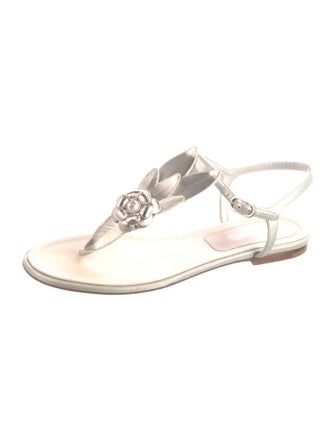 Chanel Interlocking CC Logo Leather T-Strap Sandals