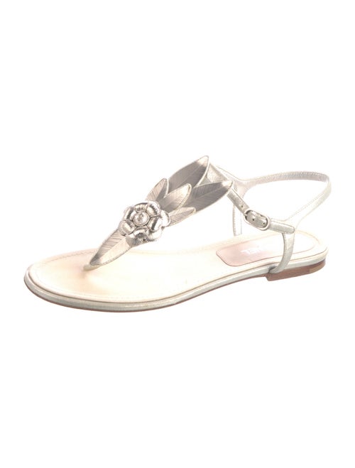 Chanel Interlocking CC Logo Leather T-Strap Sandals