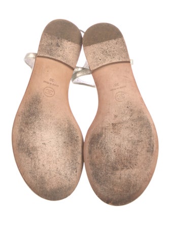 Chanel Interlocking CC Logo Leather T-Strap Sandals