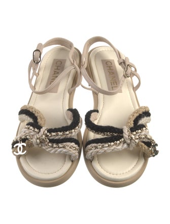 Chanel 2023 Interlocking CC Logo Slingback Sandals