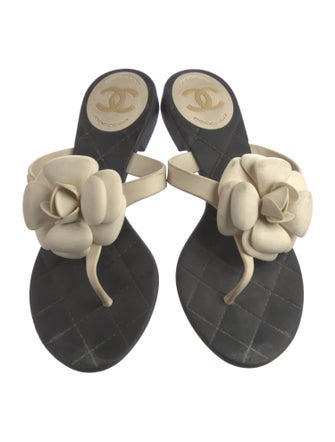 Chanel Interlocking CC Logo Rubber Slides