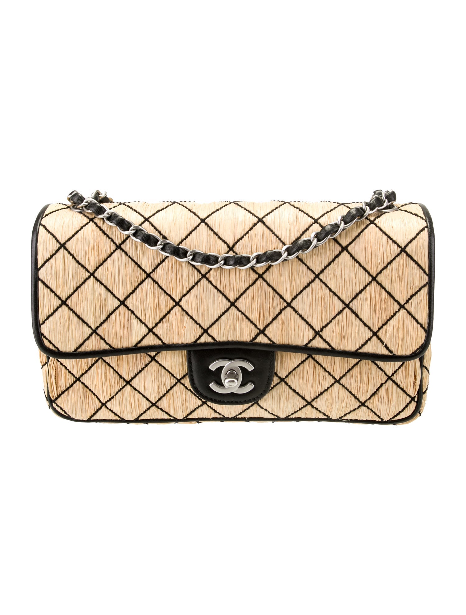 Chanel Straw Single Flap Bag