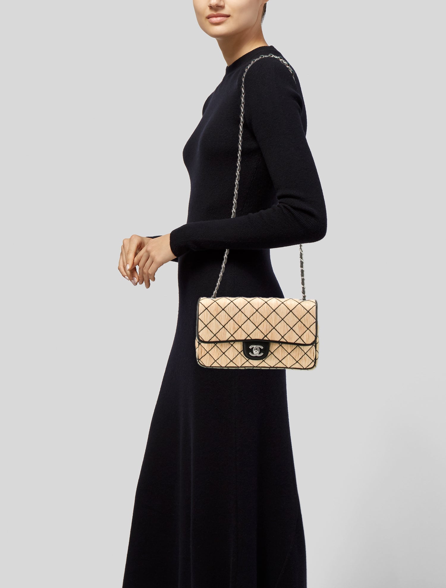 Chanel Straw Single Flap Bag