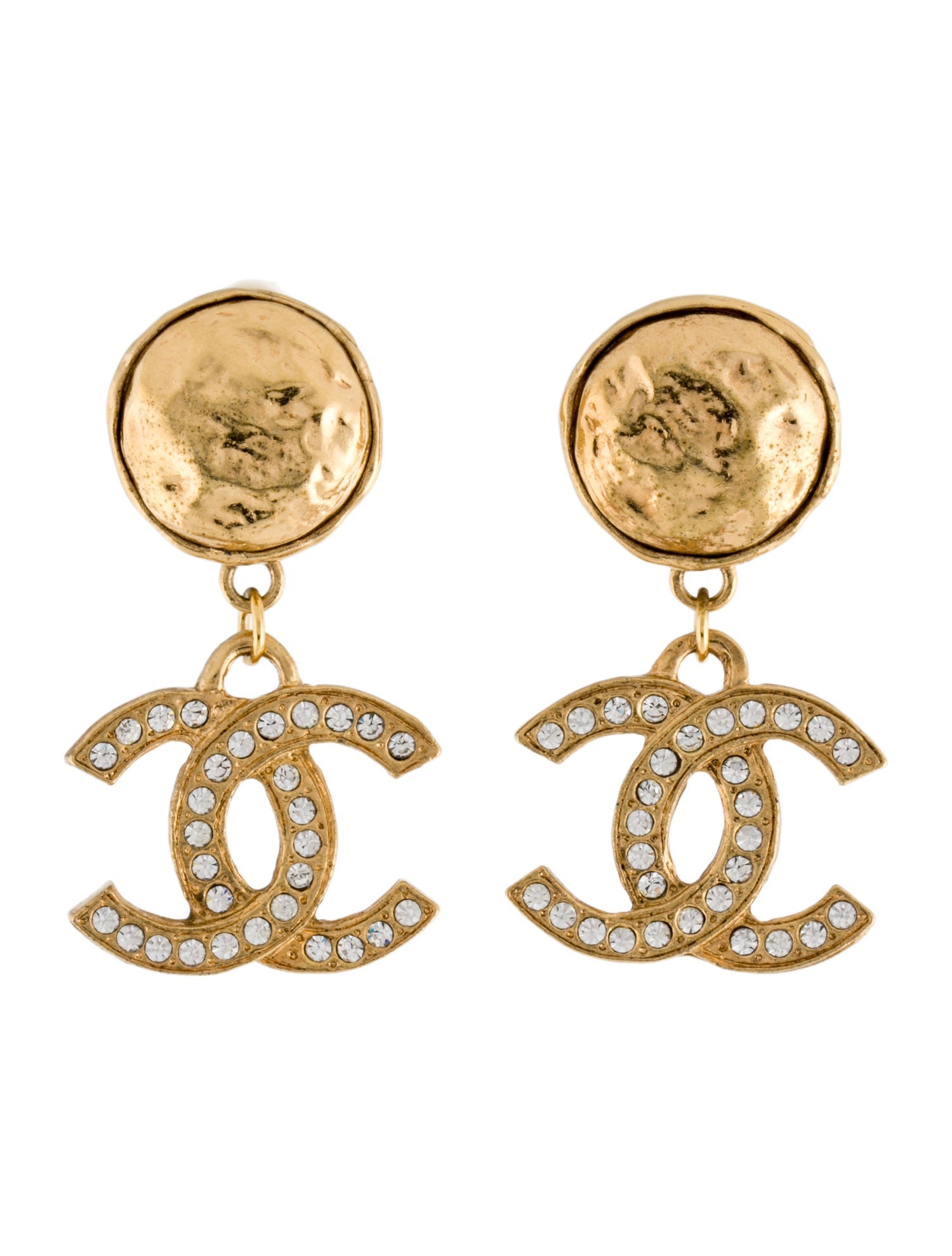Chanel Vintage Strass CC Clip-On Earrings