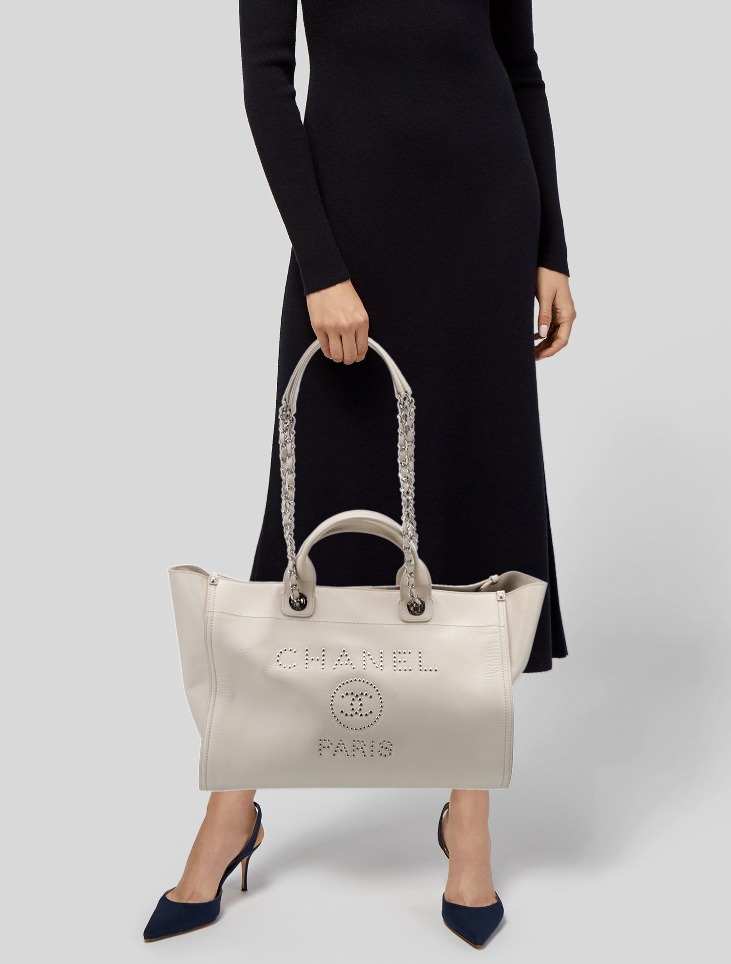 Chanel Medium Studded Deauville Tote
