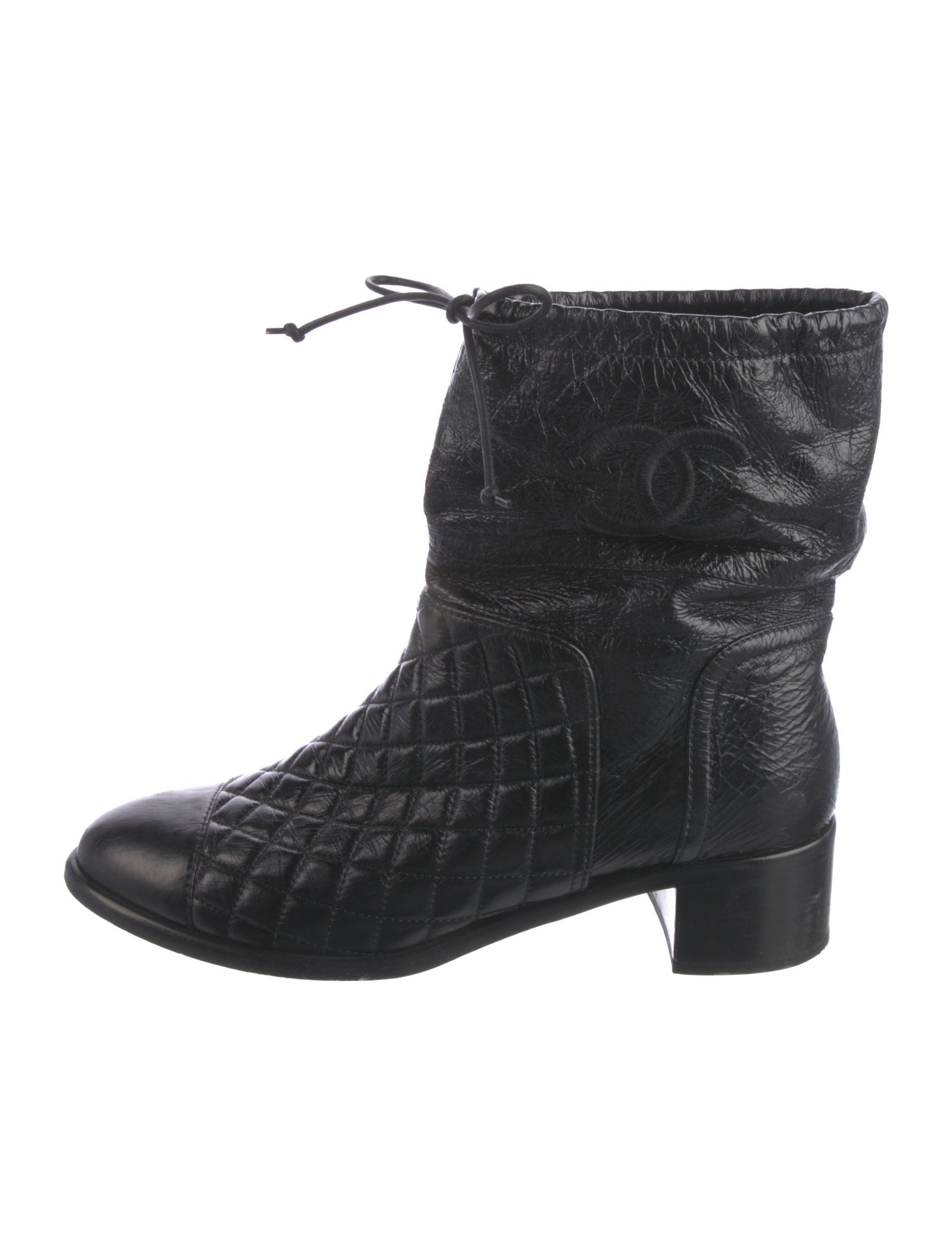 Chanel Interlocking CC Logo Leather Boots