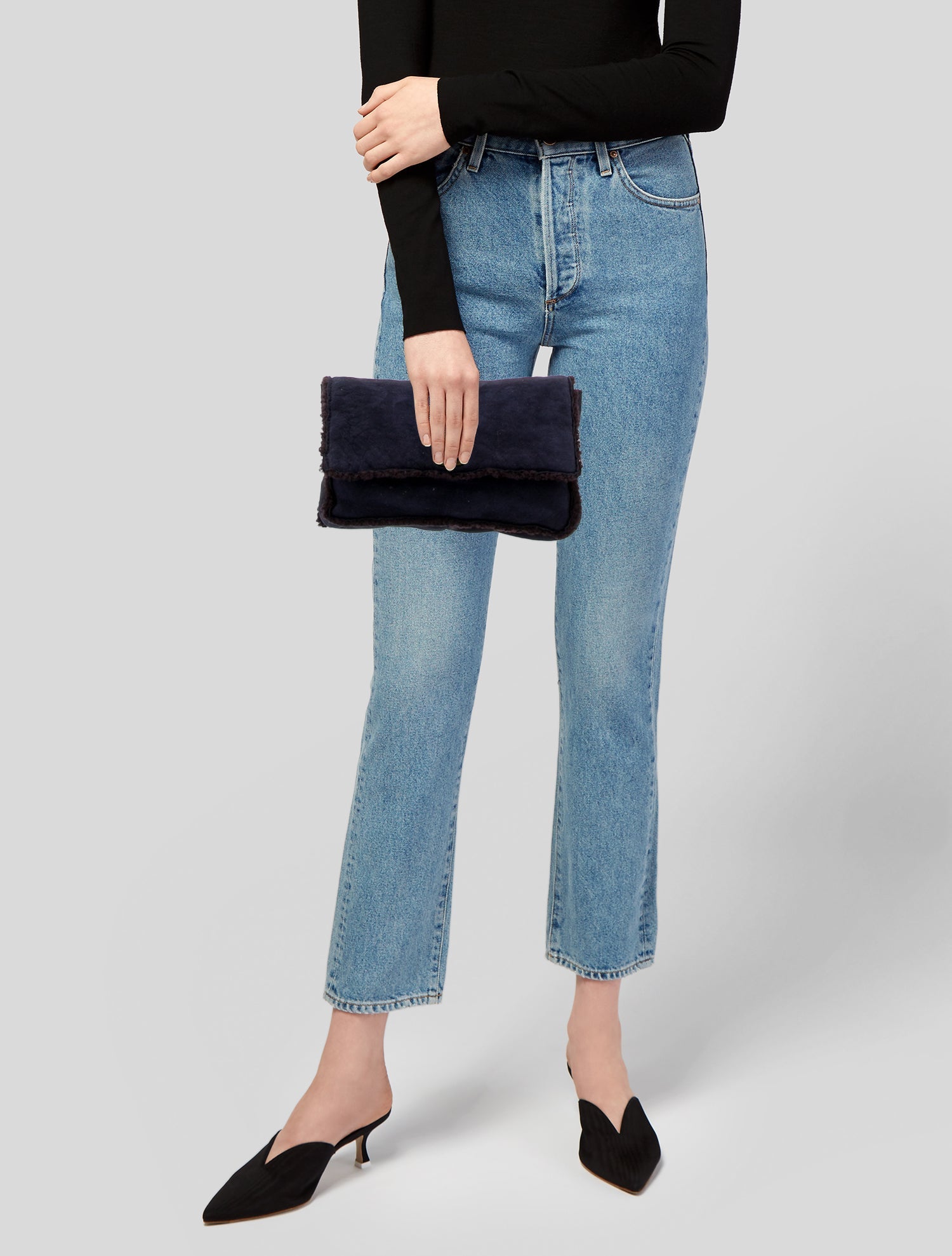 Chanel Suede Shearling Flap Clutch