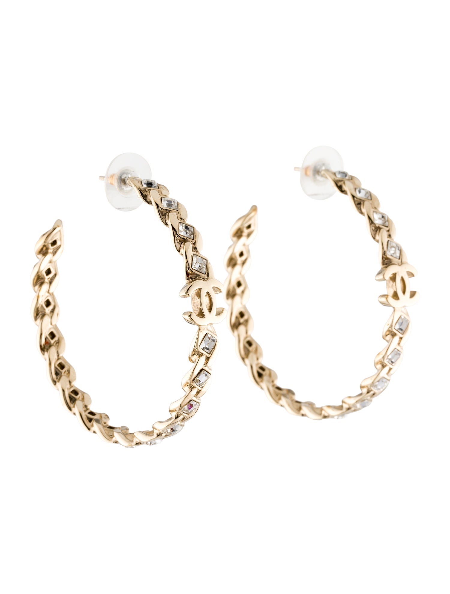 Chanel Strass CC Hoop Earrings