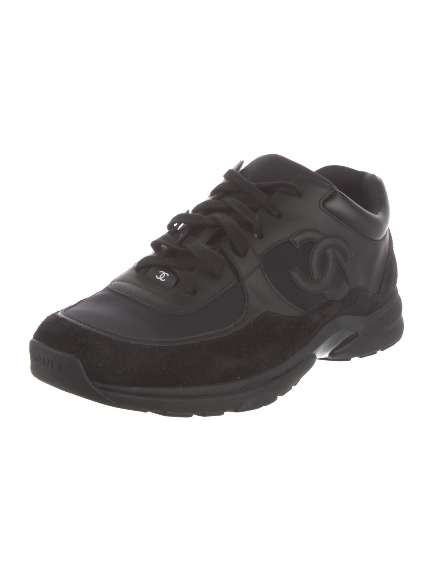 Chanel Interlocking CC Logo Leather Athletic Sneakers