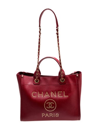 Chanel Small Studded Deauville Shopping Bag