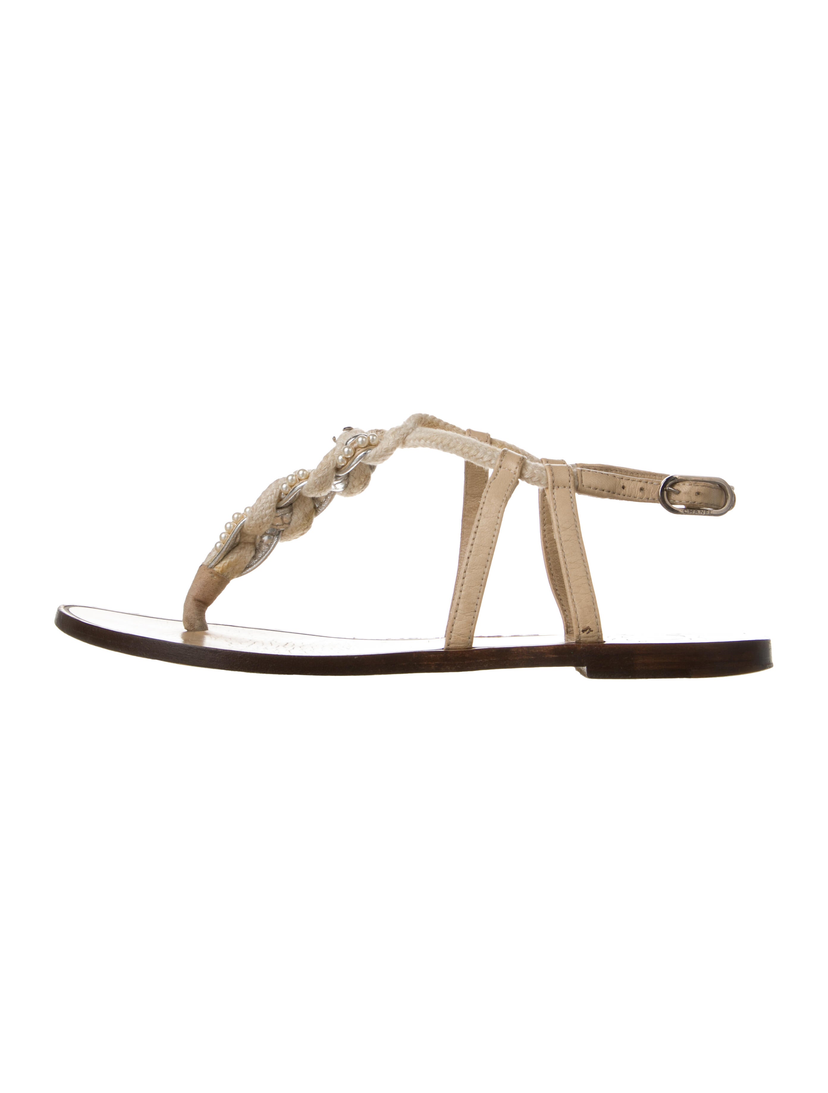 Chanel 2011 Interlocking CC Logo T-Strap Sandals