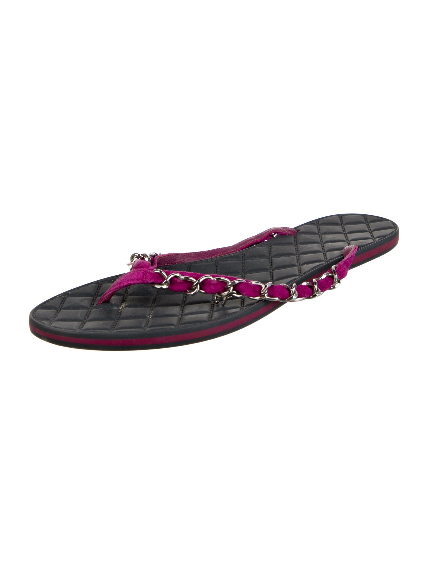 Chanel Interlocking CC Logo Suede Slides