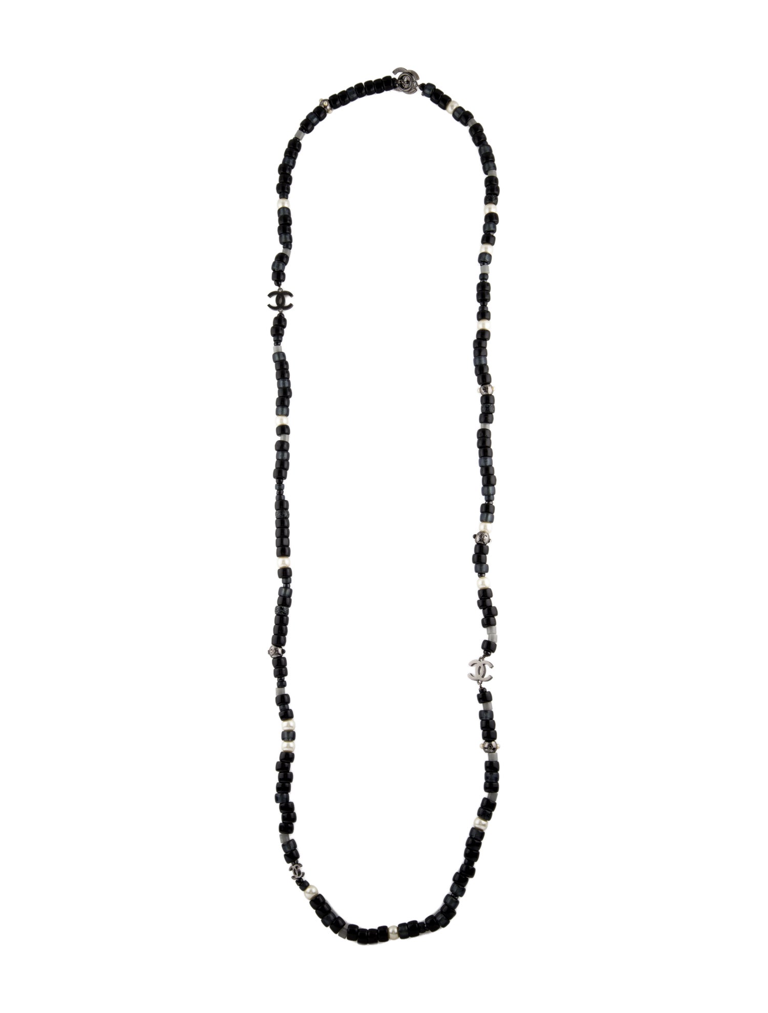 Chanel Faux Pearl & Bead Strand CC Necklace