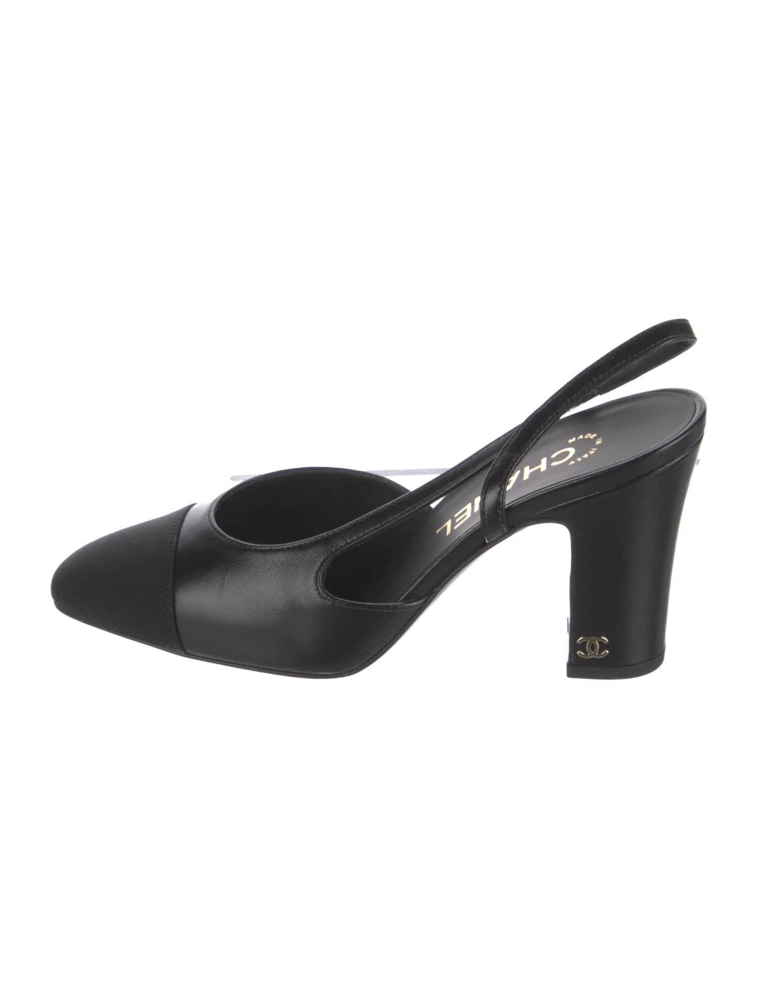 Chanel Interlocking CC Logo Lambskin Slingback Pumps