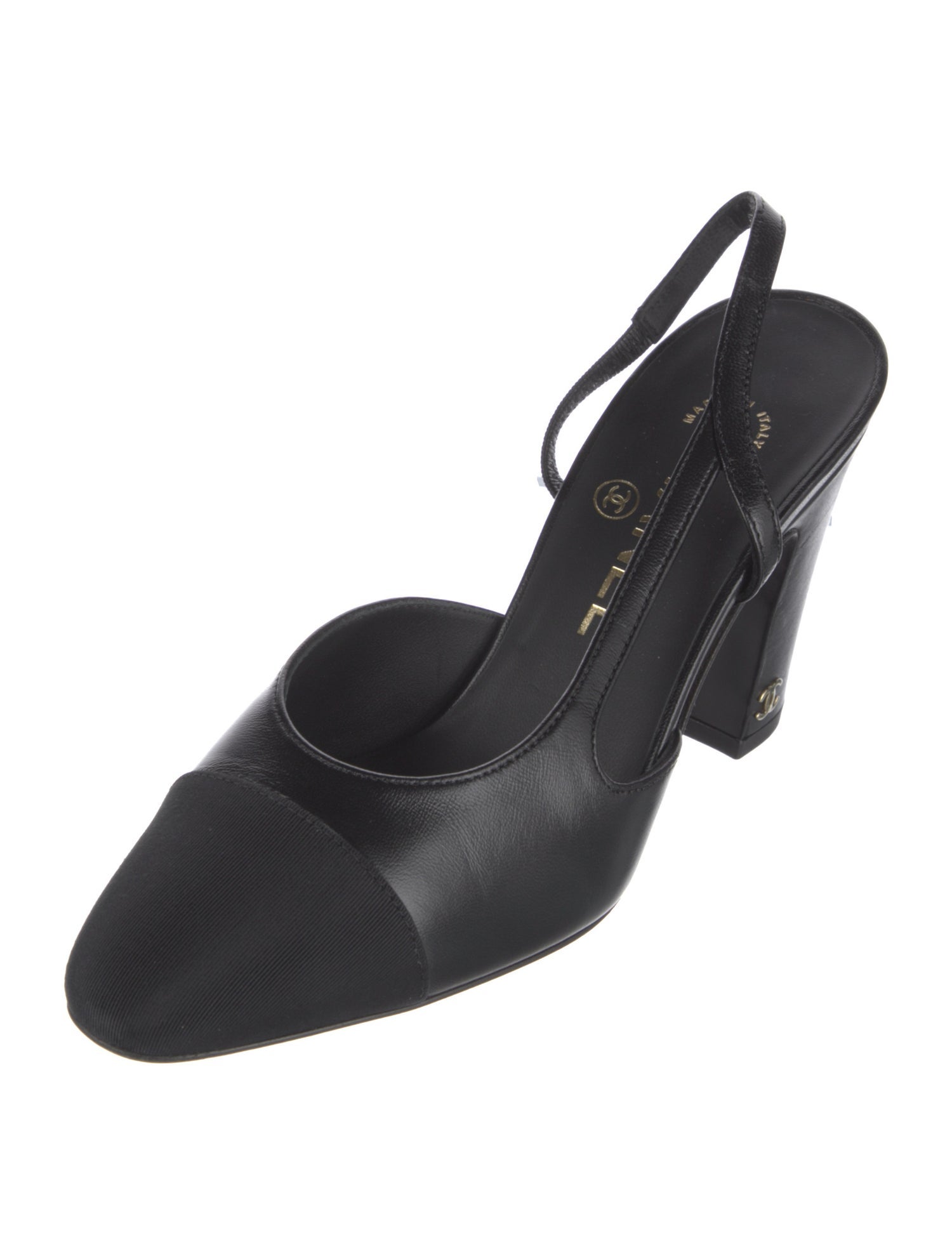 Chanel Interlocking CC Logo Lambskin Slingback Pumps