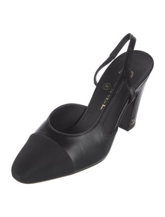 Chanel Interlocking CC Logo Lambskin Slingback Pumps