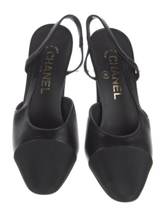 Chanel Interlocking CC Logo Lambskin Slingback Pumps