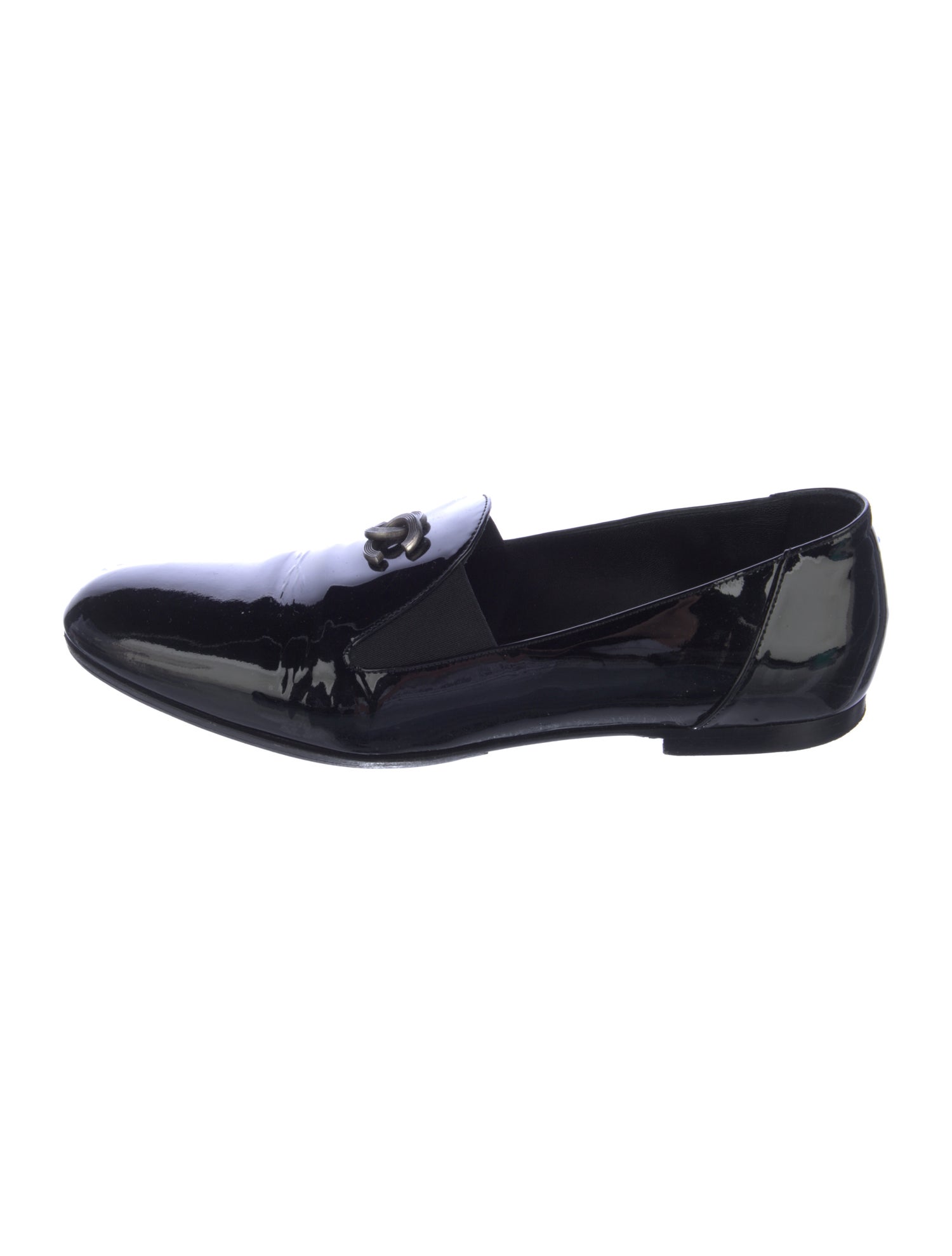 Chanel Interlocking CC Logo Patent Leather Loafers