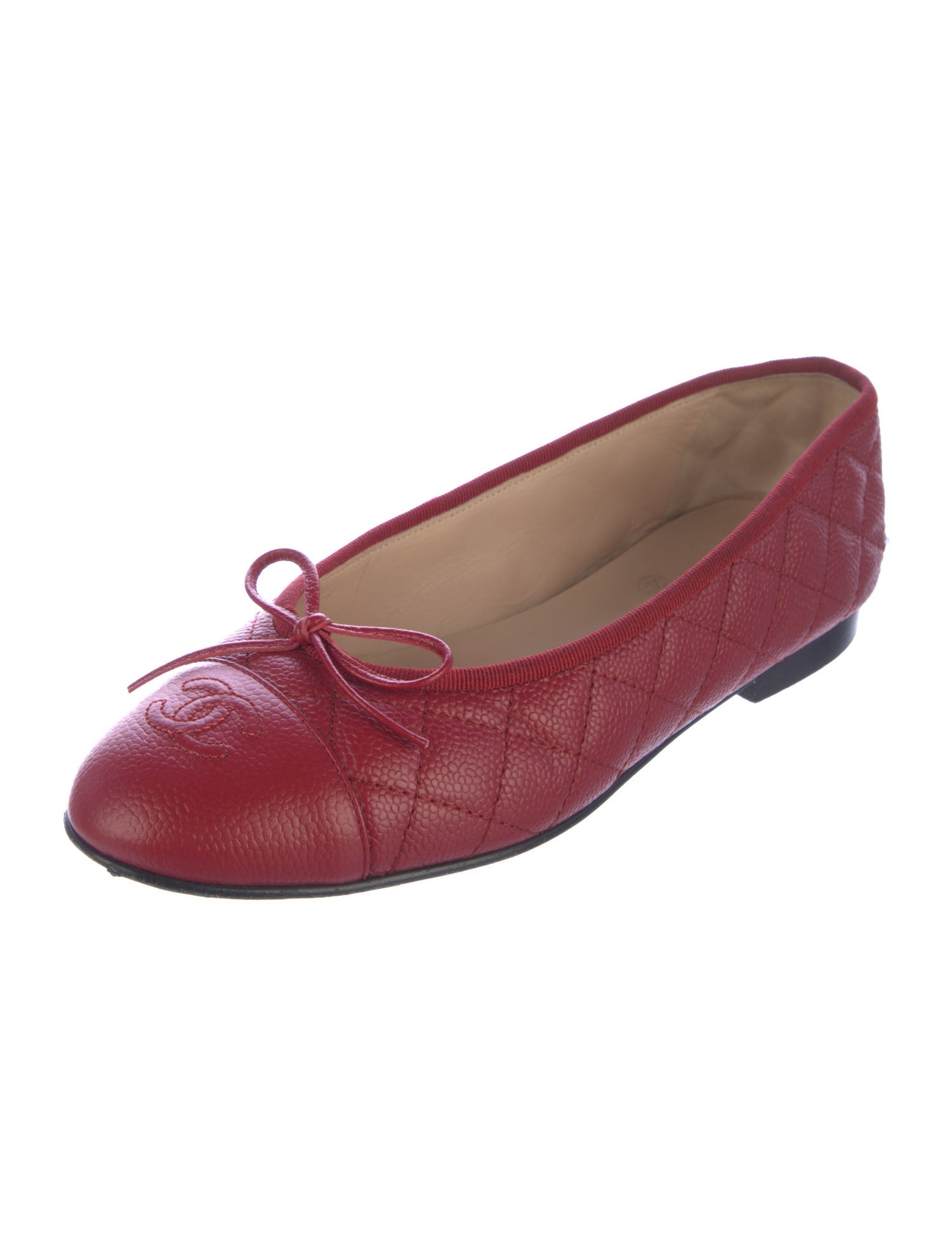 Chanel Interlocking CC Logo Leather Ballet Flats