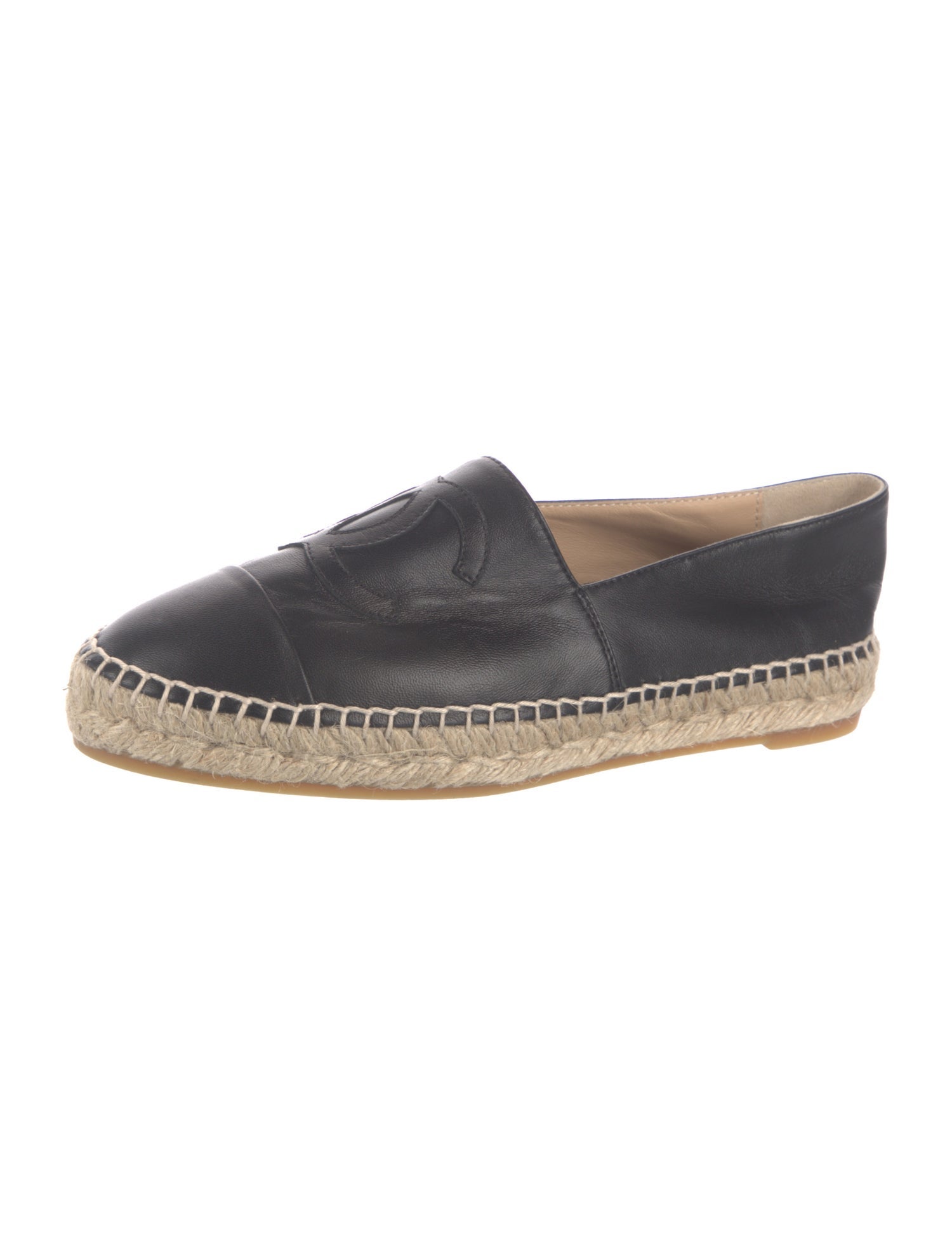 Chanel Interlocking CC Logo Lambskin Espadrilles