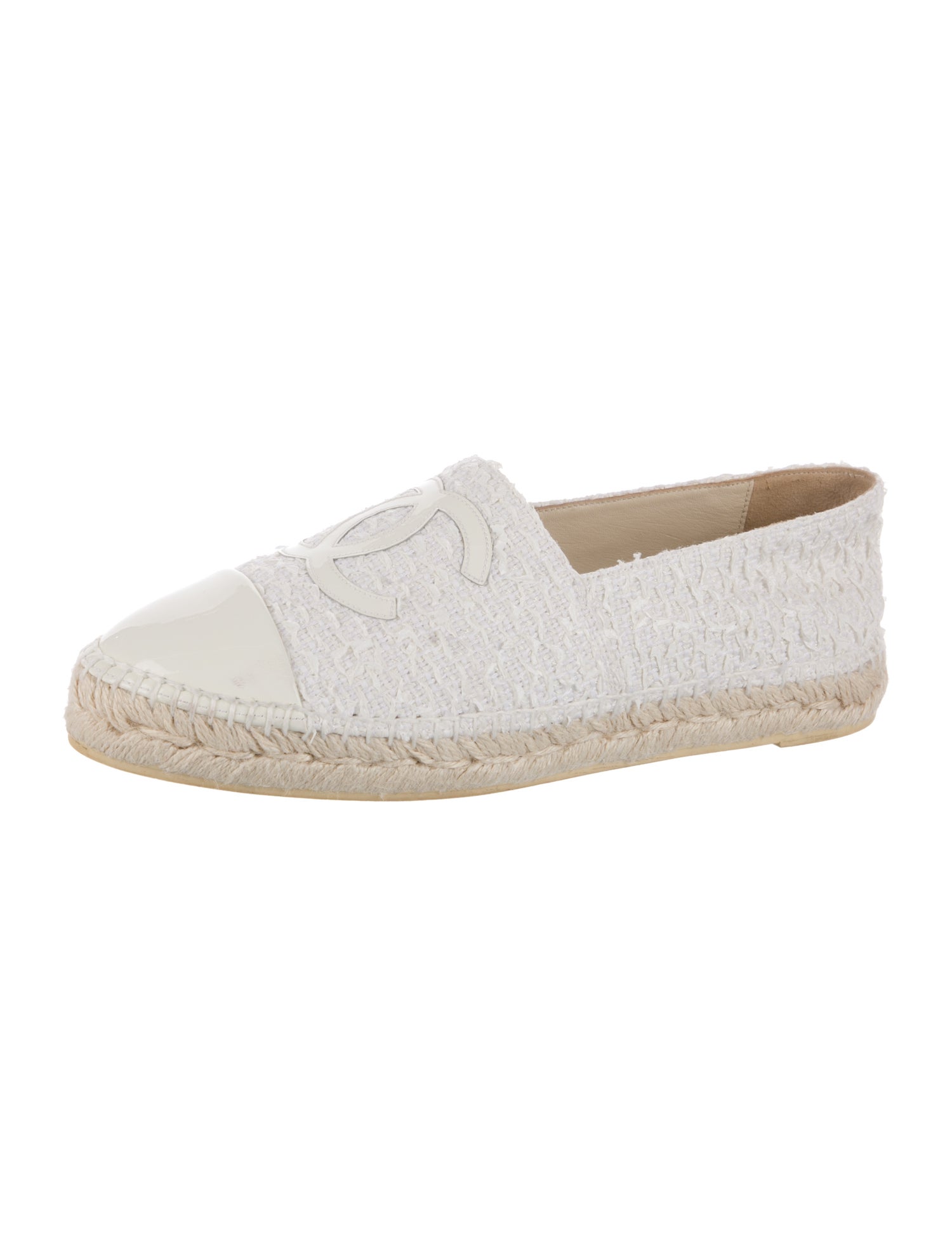Chanel Interlocking CC Logo Tweed Espadrilles