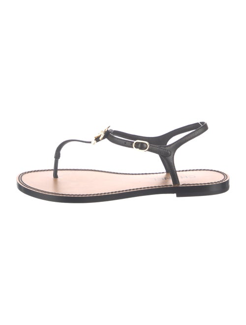 Chanel Interlocking CC Logo Lambskin T-Strap Sandals