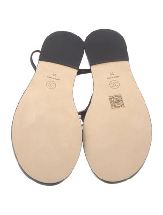 Chanel Interlocking CC Logo Lambskin T-Strap Sandals