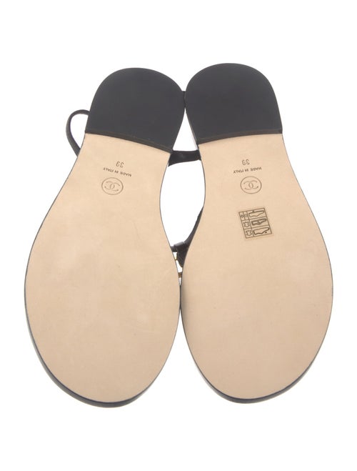 Chanel Interlocking CC Logo Lambskin T-Strap Sandals