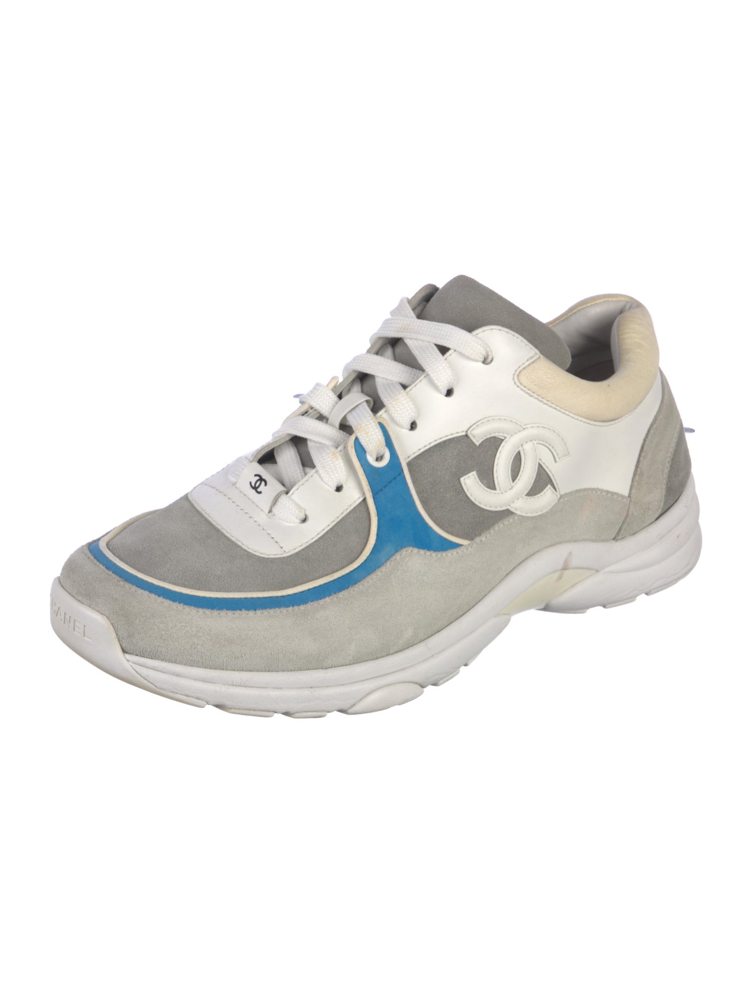 Chanel Interlocking CC Logo Suede Sneakers