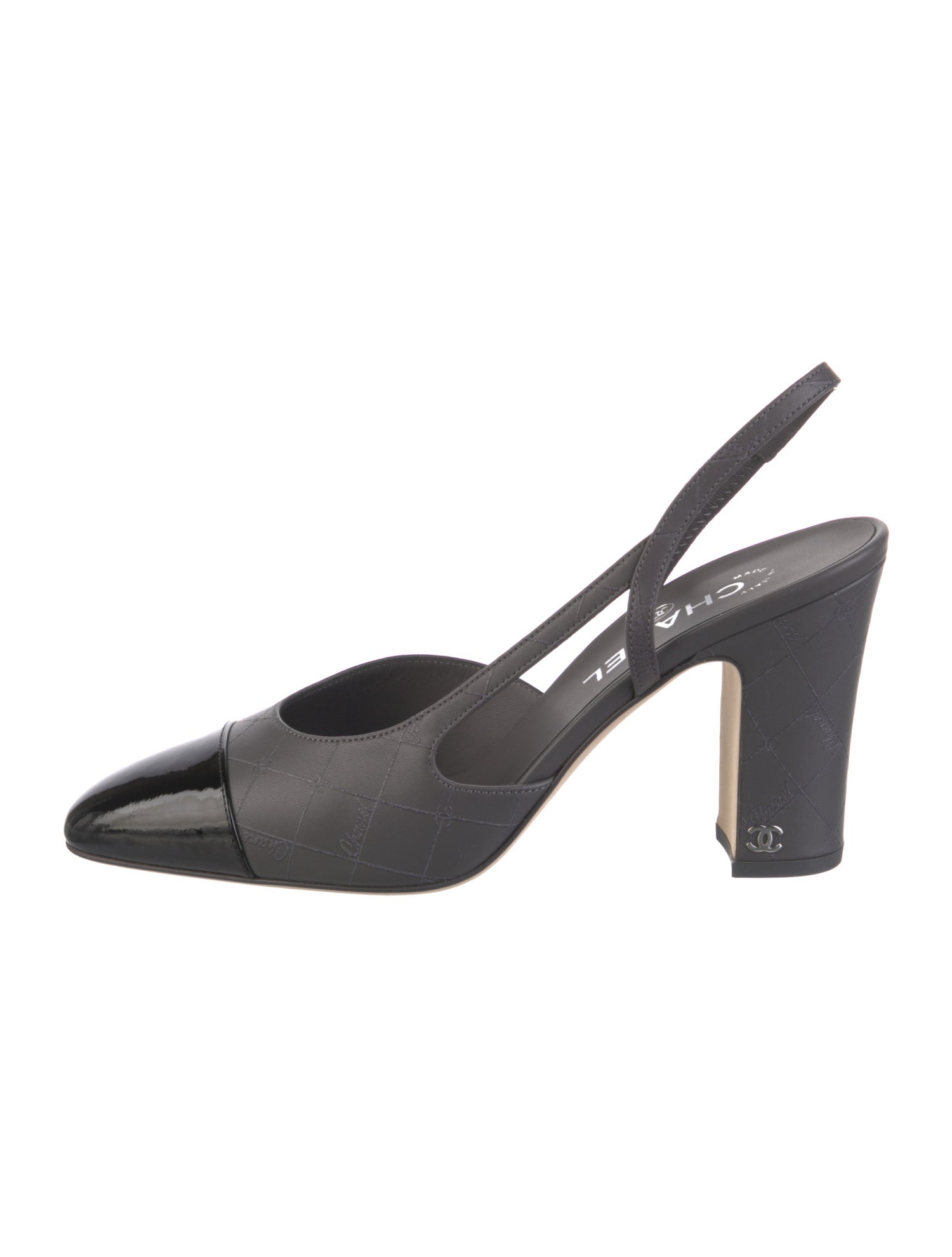 Chanel Interlocking CC Logo Leather Slingback Pumps