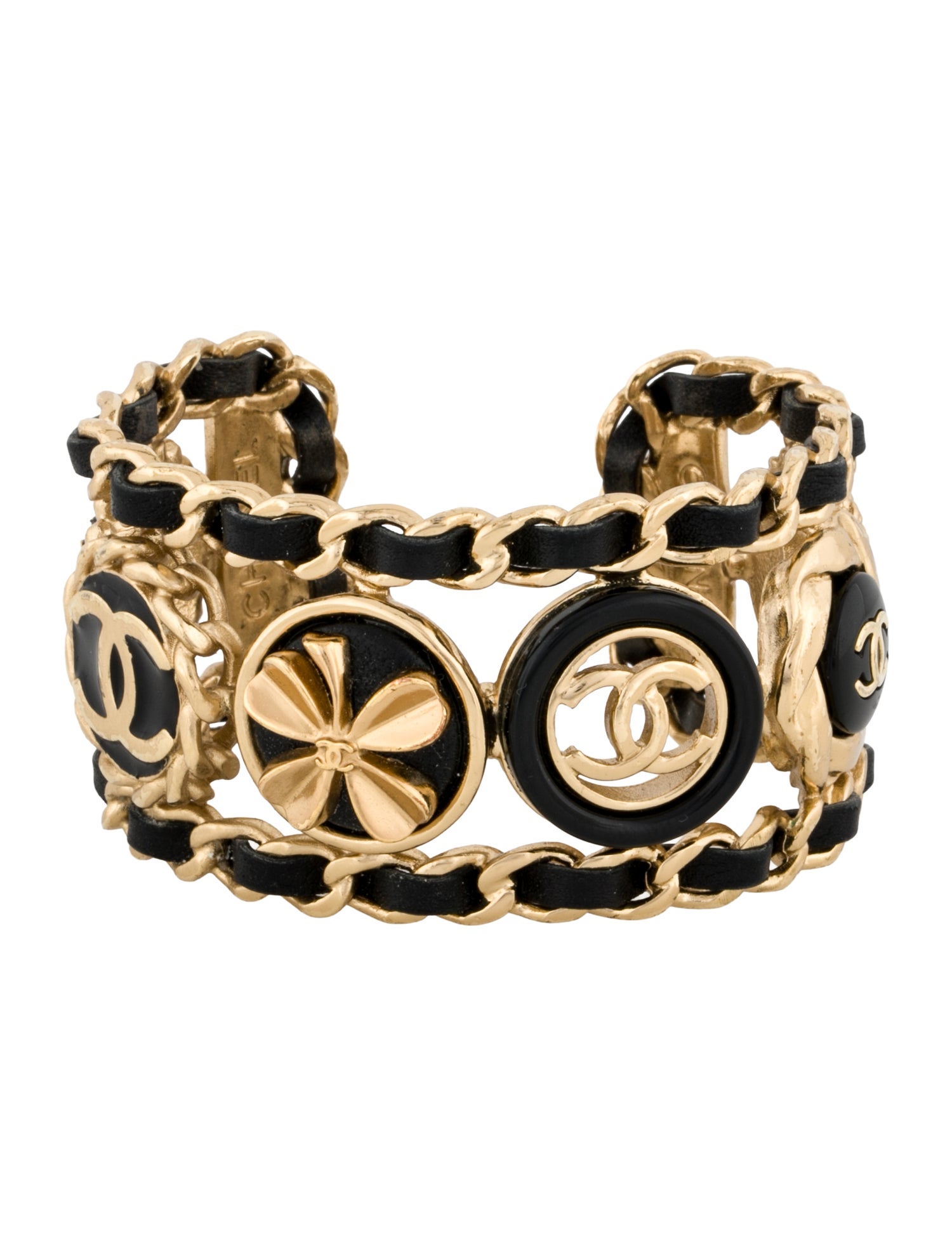Chanel 2022 Leather & Resin CC Cuff