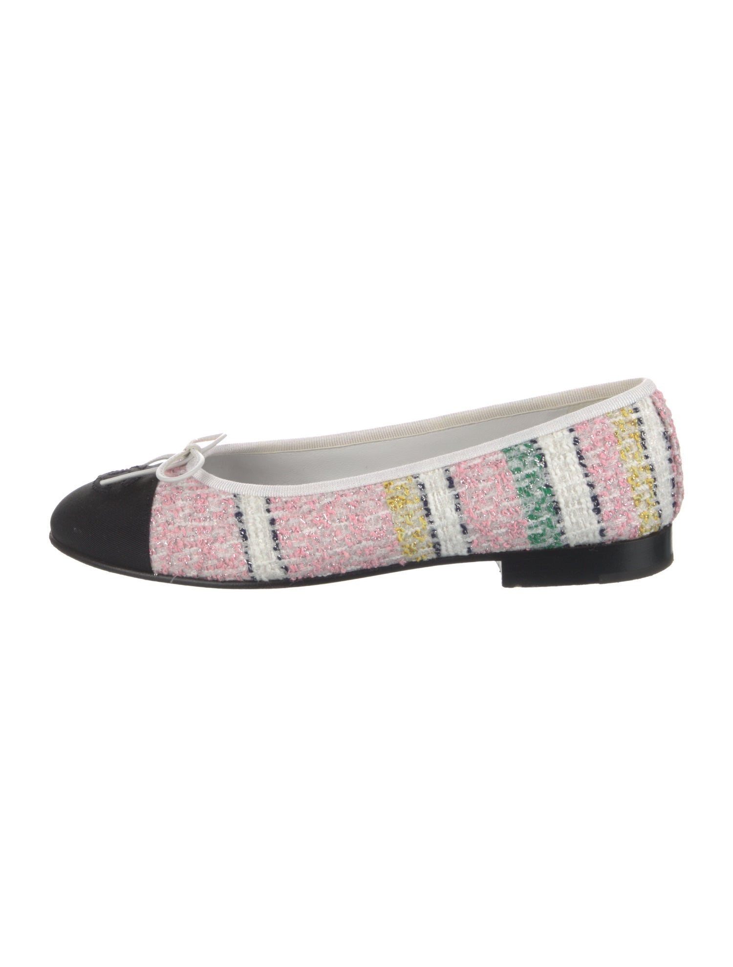 Chanel Interlocking CC Logo Tweed Ballet Flats
