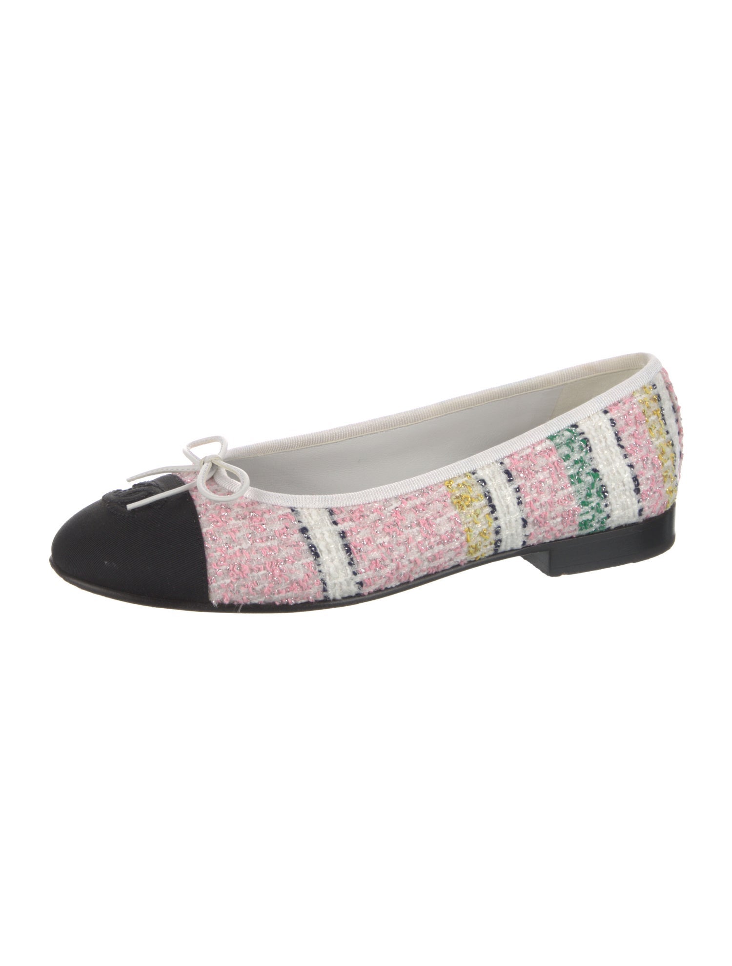 Chanel Interlocking CC Logo Tweed Ballet Flats
