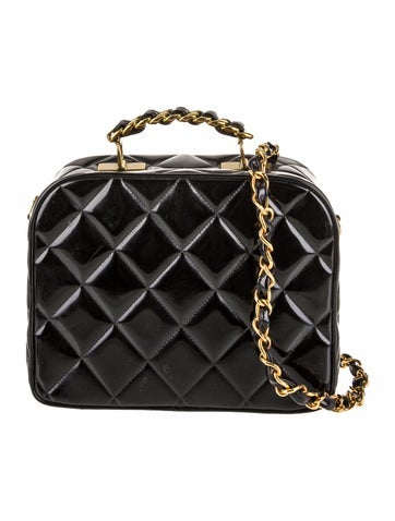 Chanel Handle Bags Patent Quilted Vanity Case