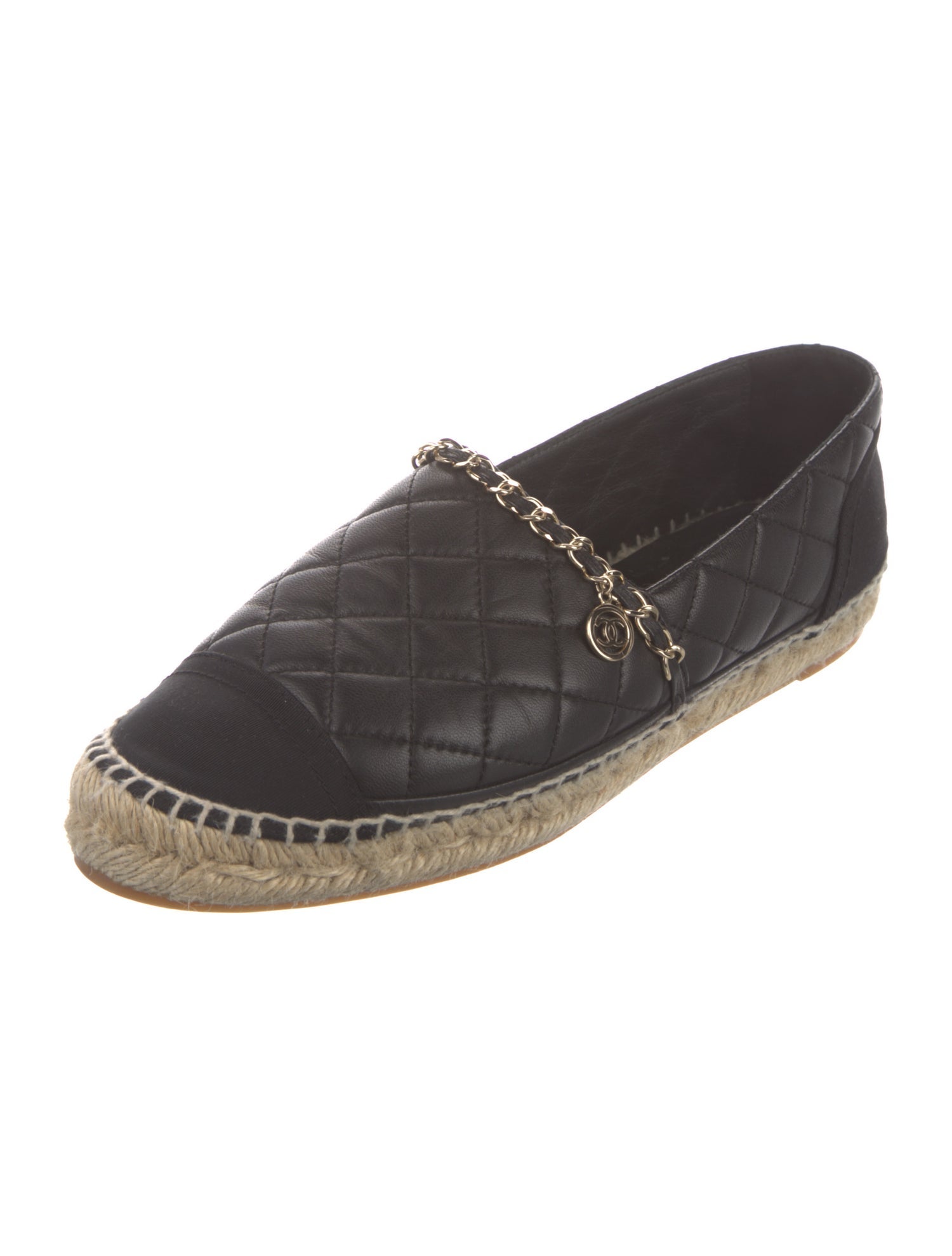Chanel Interlocking CC Logo Leather Espadrilles